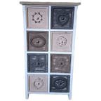 Kleurrijk Ladekast, Apothekerskast, Archiefkast, Afm, 51x37cm En 97cm Hoog. thumbnail 1