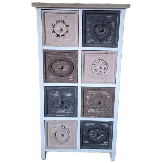 Kleurrijk Ladekast, Apothekerskast, Archiefkast, Afm, 51x37cm En 97cm Hoog. 1