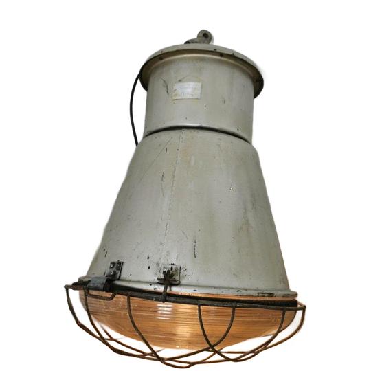Vintage Mid Century Industriële Lamp, Fabriekslamp, Hanglamp 1