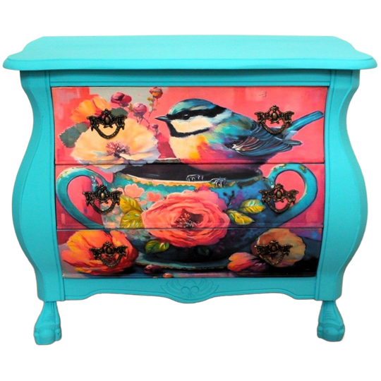 Blauw Buikkastje Met Vogel 1