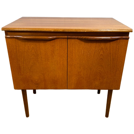 Retro Vintage Teakhouten Platenkast Uit Het Midden Van De 20e Eeuw, 1960 1