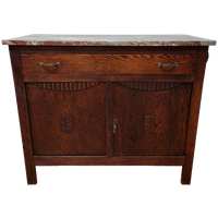 Vintage Frans Dressoir Commode Ladekast Badkamermeubel Met Marmer Blad 413