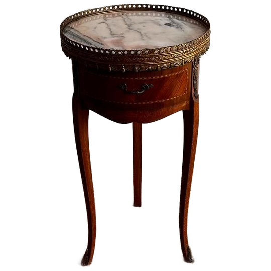 Antiek Frans Louis Xv Tafel Met Marmer Blad 1