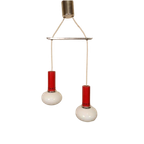 Vintage Cascade Hanglamp Met 2 Glas En Metaal Lampen thumbnail 1
