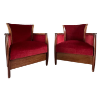 Set Art Nouveau Club Chairs.