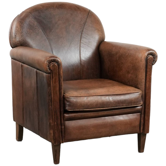 Mooie Vintage Schapenleren Fauteuil/armchair Met Warme Kleuren En Een Karaktervolle Uitstraling 1