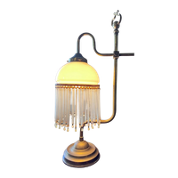 Messing Tafellampje Met Wit Glazen Kralenkapje, 51 Cm Hoog