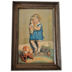 Vintage Druk Prentje Achter Glas In Lijst Schilderijtje thumbnail 1