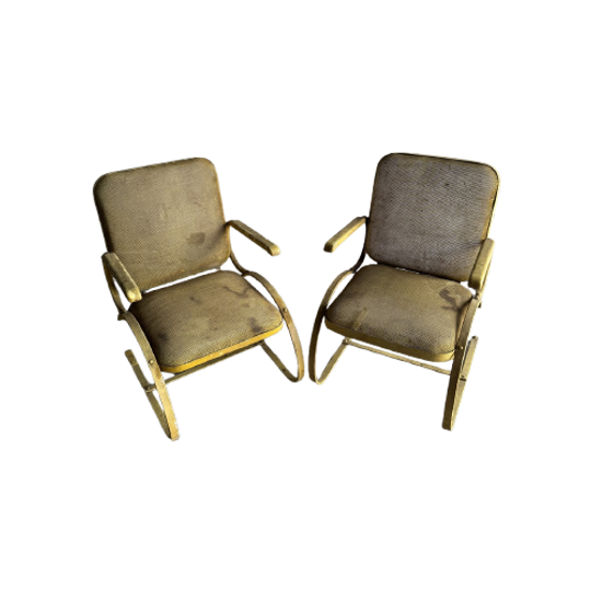 Pair Of 1950's Metal Pattio Bouncy Chairs. 1