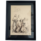 Pentekening. Figuratief. '50-'60. Gesigneerd. thumbnail 1