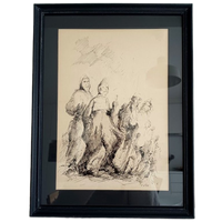 Pentekening. Figuratief. '50-'60. Gesigneerd.