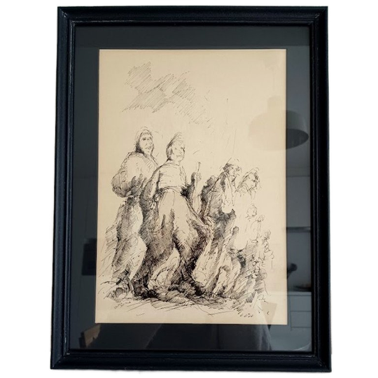 Pentekening. Figuratief. '50-'60. Gesigneerd. 1