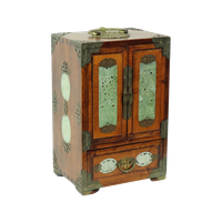 Chinese Juwelenkist Sierraden Doos Jade Palissander Messing Vintage