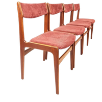 4 Vintage Erik Buch Stoelen Roze Nieuw Gestoffeerd Deens