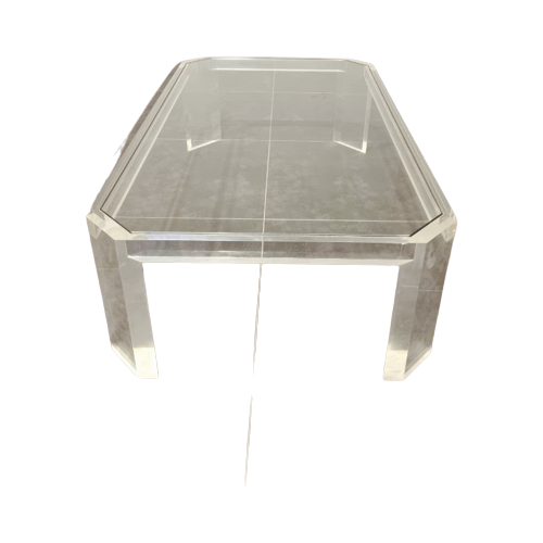 David Lange Lucite And Glass Coffee Table