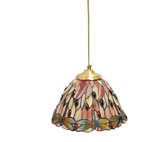 Vintage Tiffany Hanglamp Dragonfly, Jaren '80/'90 1