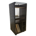 Vintage Vinylkast / Platenspeler Meubel (jaren 80) Hout,glas (80s) Lp Opberg Kast /vinyl Cabinet thumbnail 1