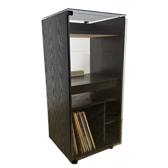 Vintage Vinylkast / Platenspeler Meubel (Jaren 80) Hout,Glas (80S) Lp Opberg Kast /Vinyl Cabinet 1