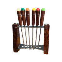 Teak Cocktail Forks In Holder 1960S