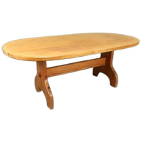 Vintage Grote Massief Grenen Eettafel, Ovaal, 180 X 90 Cm