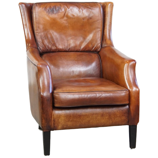 In Correcte Staat Verkerende Tijdloze Schapenleren Fauteuil/armchair Met Prachtige Warme Kleuren 1