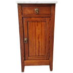 Antieke Wastafel Kast Nachtkastje Met Marmer Plaat Vintage thumbnail 1