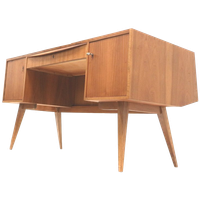 Groot Vintage Bureau Met Schuine Poten Gemaakt In De Jaren ’70