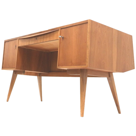 Groot Vintage Bureau Met Schuine Poten Gemaakt In De Jaren ’70 1