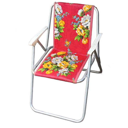 Vintage Lief Retro Kinder Klapstoeltje Met Bloemenprint, Jaren '60 1