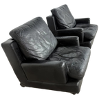 2 Rare Artifort Black Sadel Leather Lounge Fauteuils thumbnail 1