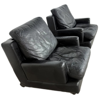 2 Rare Artifort Black Sadel Leather Lounge Fauteuils