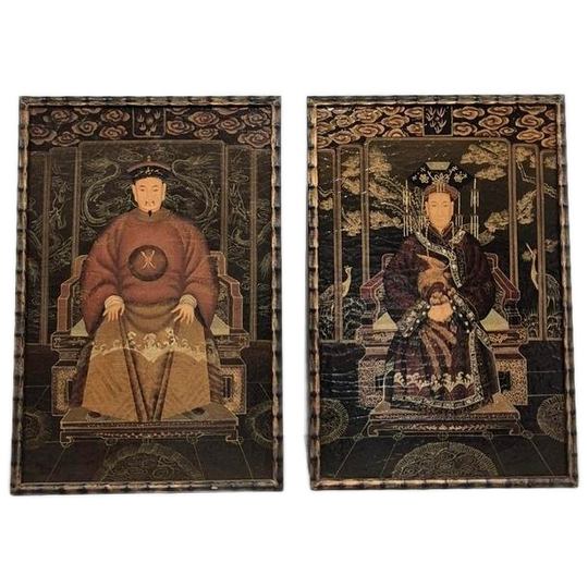 Op Hout Geschilderd Chinees Keizerspaar 1