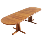 Vintage Danish Oval Extendable Dining Table Solid Teak 1960s thumbnail 1