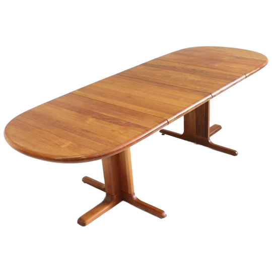 Vintage Danish Oval Extendable Dining Table Solid Teak 1960s 1
