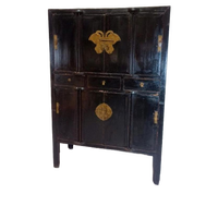 Antieke Vintage Chinees Kast, Zwart Gelakt