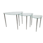Set 3 Mid-Century Nesting Bijzettafels Glas Chrome Italy ´60 thumbnail 1