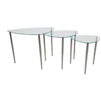 Set 3 Mid-century Nesting Bijzettafels Glas Chrome Italy ´60