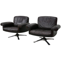 Vintage De Sede Ds-31 Draai Fauteuil In Bruin Leer