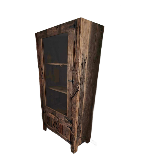 Robuuste Oud-eiken Vitrine Kast 1