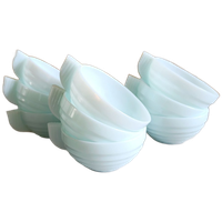 Franse Vintage Opaline Koffiekopjes (set Van 9), Jaren '30, Art Deco, Duck Egg Blue