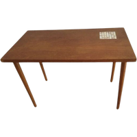 Mid-Century Side Table With Ceramic Decoration