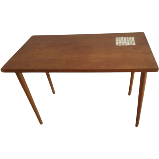 Mid-century Side Table With Ceramic Decoration 1