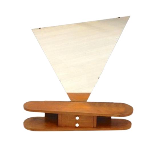 Retro Vintage Spiegel Wandkast Hout Jaren 50 Ladekast 1