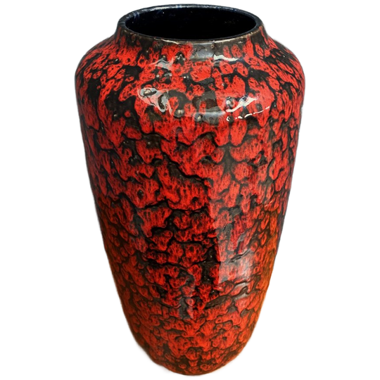 Red And Black Large Vase By Scheurich Model 517-45 West Germany 1