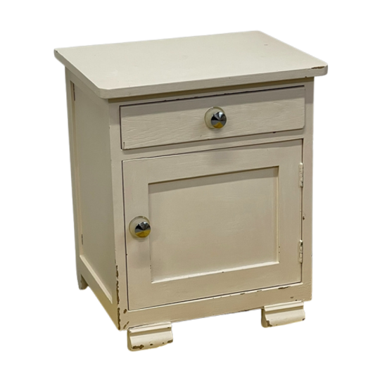 Brocante Vintage Offwhite Nachtkastje Frans Art Deco 1