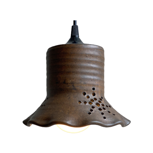 Jan De Graaf Hanglamp, Vintage, Bruin Keramiek 1