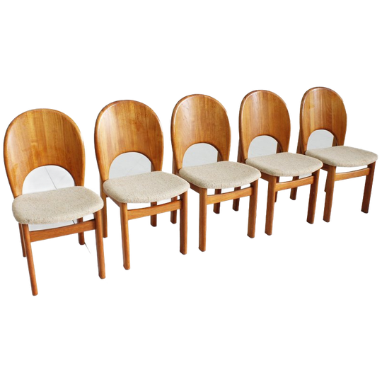 5 Vintage Deense Mid Century Eetkamer Stoelen Glostrup 1