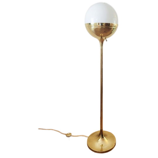 Messing Vloerlamp En Opaline Glas Van Vereinigte Werkstätten 1