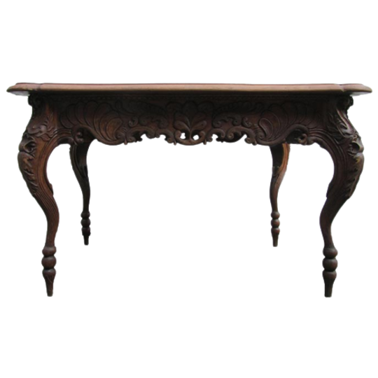 Antieke Notenhouten Barok Tafel Met Gesculpteerde Onderstel 1