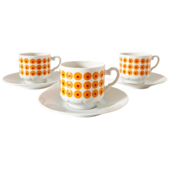 Set Van 3 Vintage Kop En Schotels Oranje Jaren 70 Mokken 1